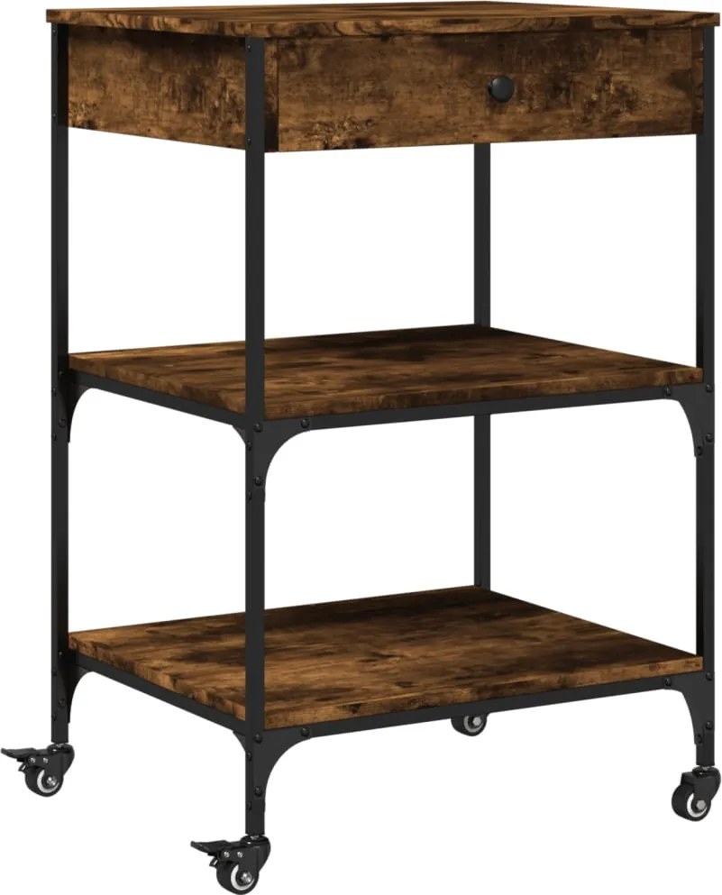 vidaXL Cărucior de bucătărie stejar fumuriu 60x48x89,5cm lemn prelucrat