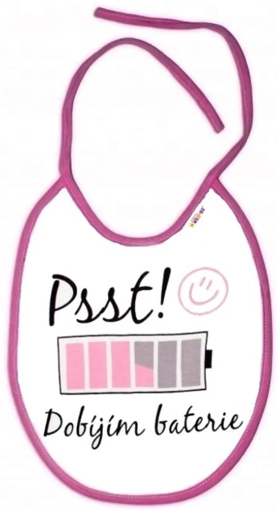 Baby Nellys Babeț impermeabil Psst! reîncărcabilă, 24 x 27 cm - roz