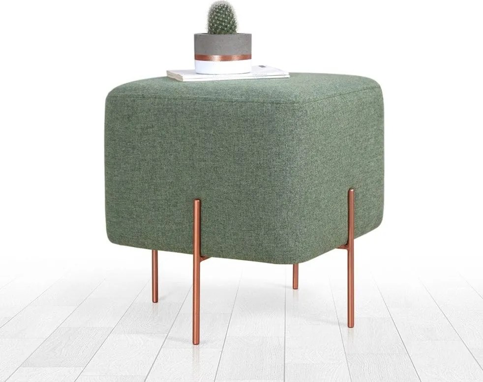 Taburet COPPER 52, stofa clasica verde, 40x40x42 cm