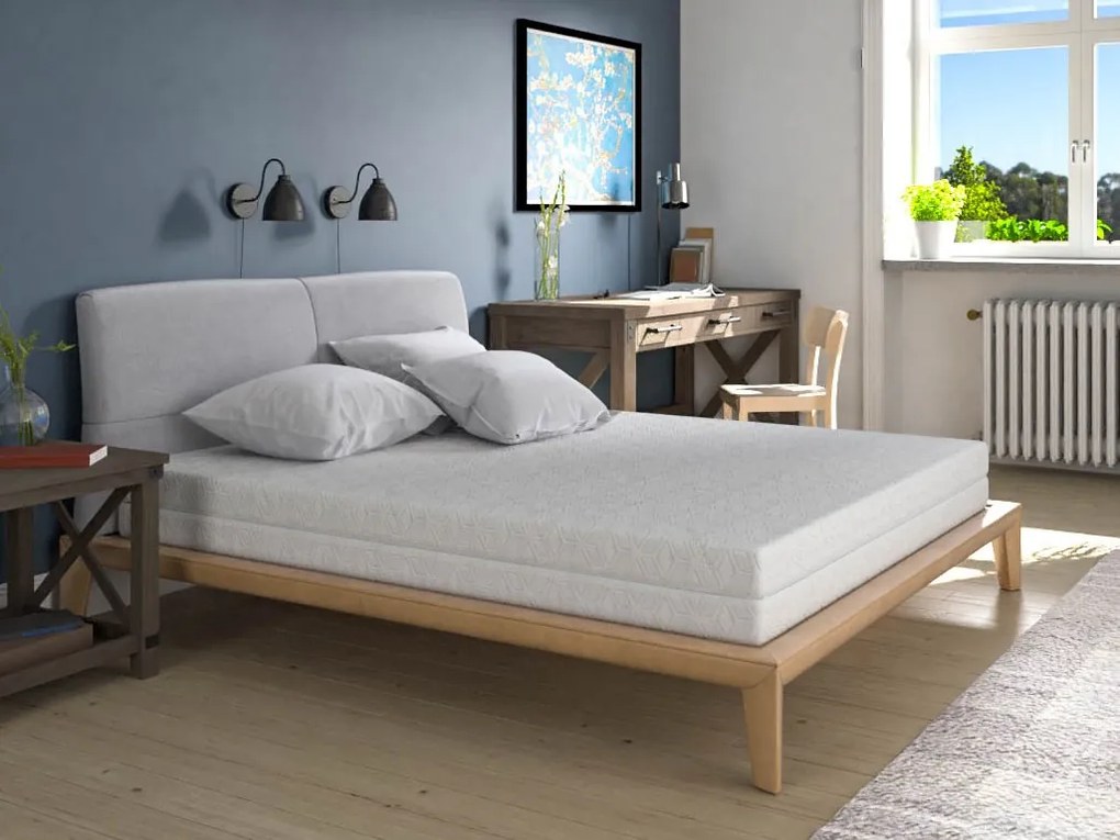 Saltea Memory Foam SleepLine BioGreen 15+5, H 20 cm, Ortopedica, ioni de argint, 7 zone de confort, Spuma cu memorie, Medie 160x200 cm