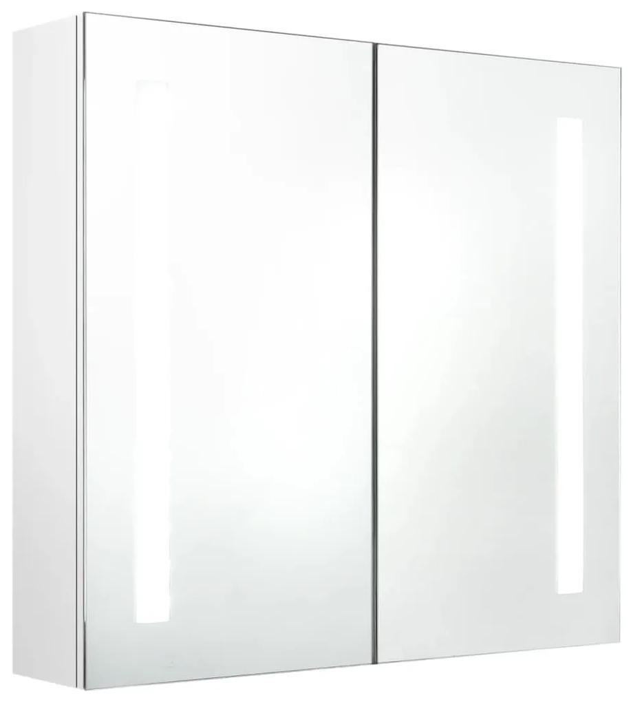 Dulap de baie cu oglinda si LED alb stralucitor 62x14x60 cm Alb stralucitor, 62 x 14 x 60 cm
