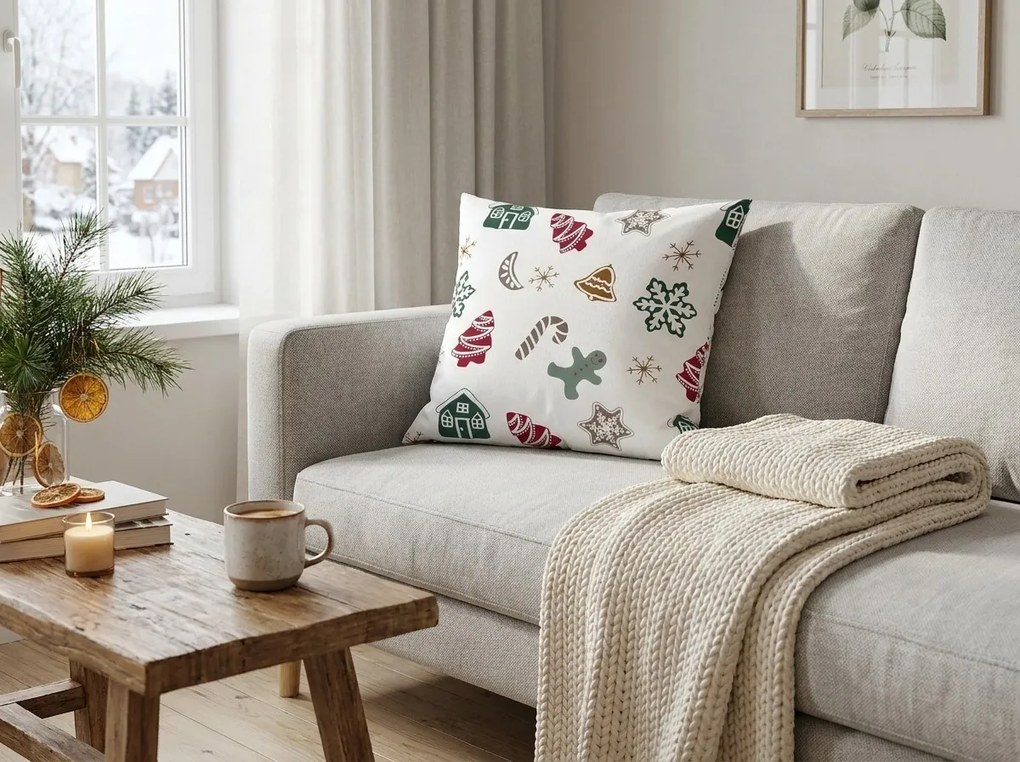 Fata de perna din bumbac HOLLY 45x45 cm, alb