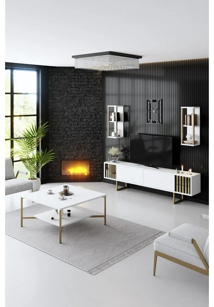 Măsuță de cafea Gold Line White