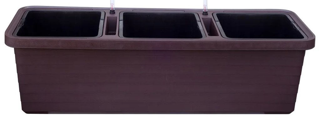 Jardinieră cu auto-irigare Plastia Berberis TRIO,ciocolată