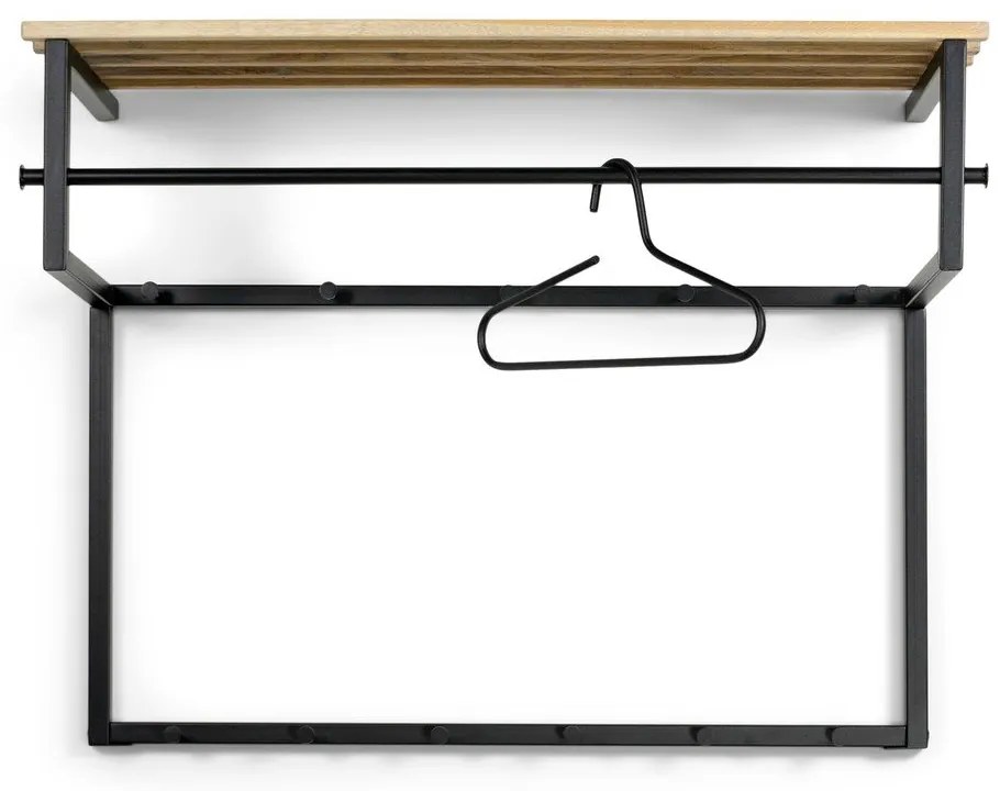Cuier de perete negru/în culoare naturală cu raft din metal 100 cm Rizzoli – Spinder Design