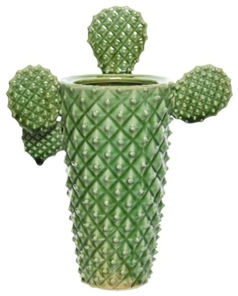 Vaza decorativa Cactus, Decoris, 12x23.5x29 cm, ciment, verde