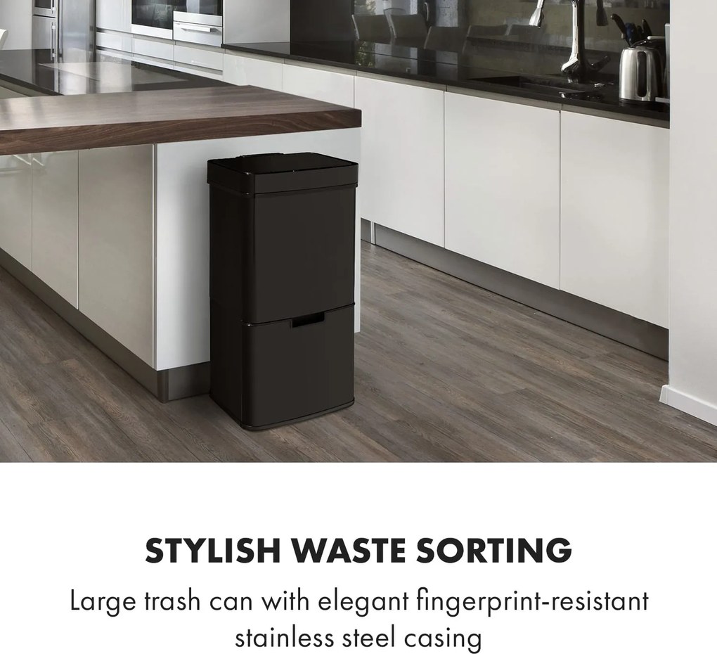 Klarstein Touchless Black Steel Steel, coș de gunoi, senzor, 72 l, negru