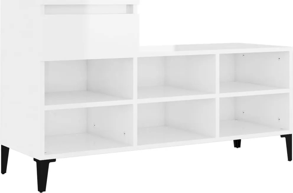 vidaXL Pantofar, alb extralucios, 102x36x60 cm, lemn compozit