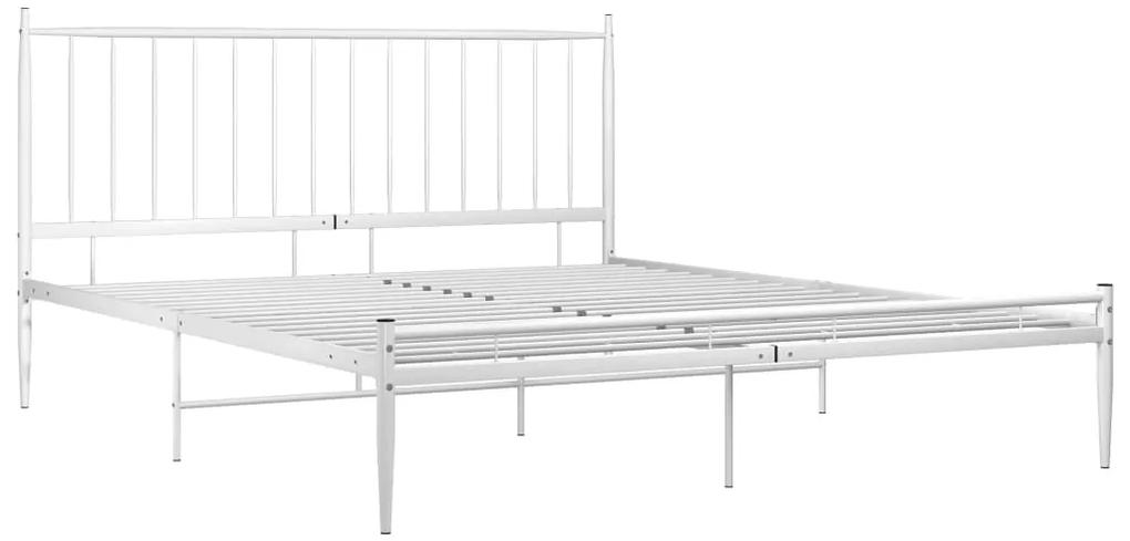 Cadru de pat, alb, 160x200 cm, metal Alb, 160 x 200 cm