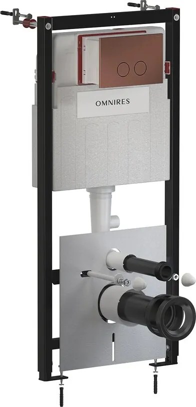 Rezervor incastrat Omnires StrongFrame ECO pentru vas WC suspendat si clapeta de actionare Steel-R45 finisaj cupru antichizat periat