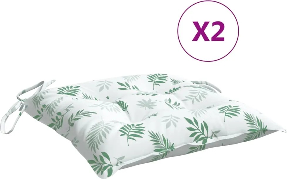 vidaXL Perne de scaun, 2 buc., 40x40x7 cm, textil, model frunze