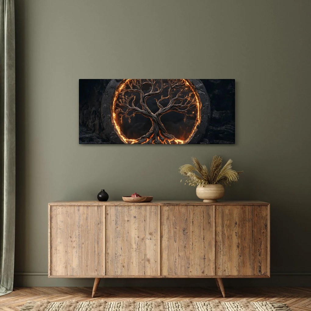 Tablou – Arborele vieții în lavă I. (120x50 cm)