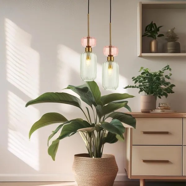 Lustră pe cablu MOLLY 1xE14/40W/230V d. 12 cm auriu/verde/roz