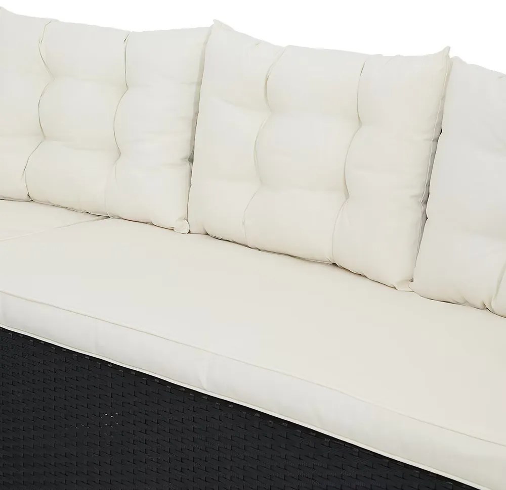 Deuba Set rattan Sedan + fotoliu + 2x taburet - negru