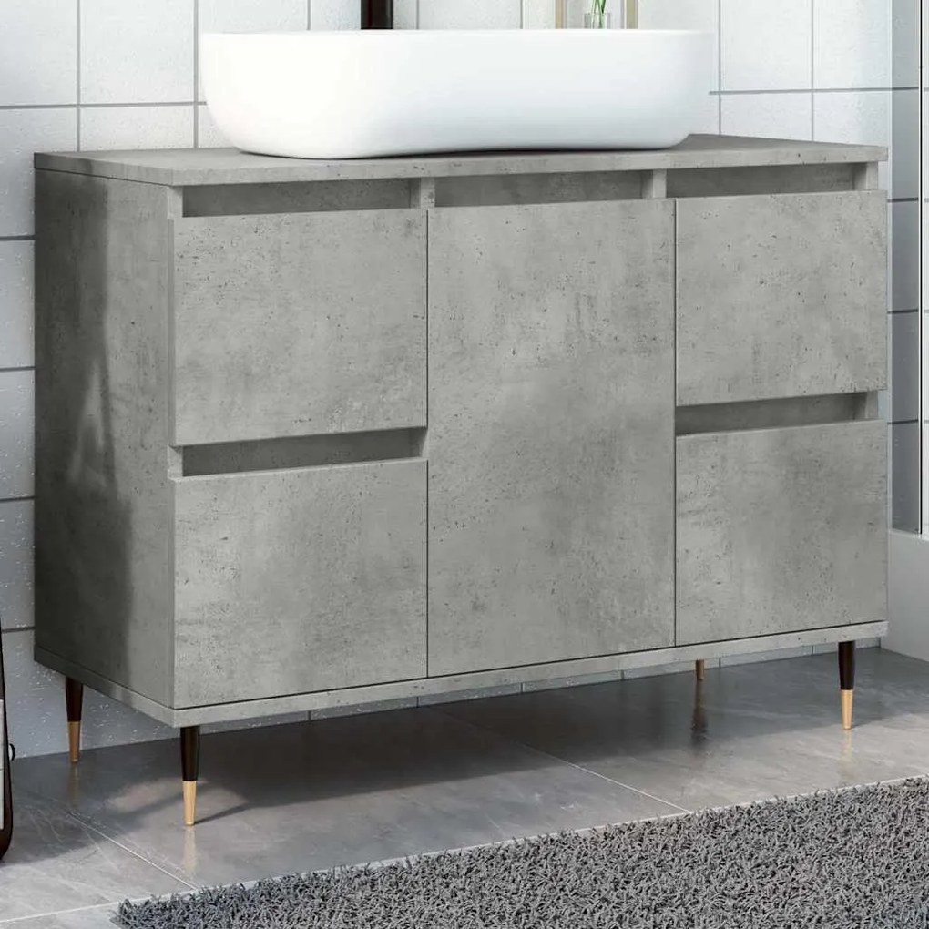 vidaXL Dulap pentru baie, gri beton, 80x33x60 cm, lemn compozit