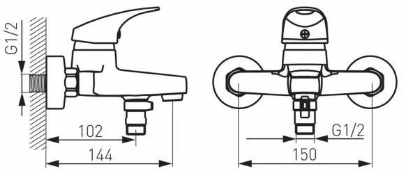 FERRO - Baterie de cadă ONE, crom lucios