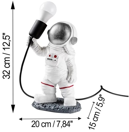 Lampă de noptieră pentru copii ASTRONAUT 1xE27/40W/230V argintie/albă