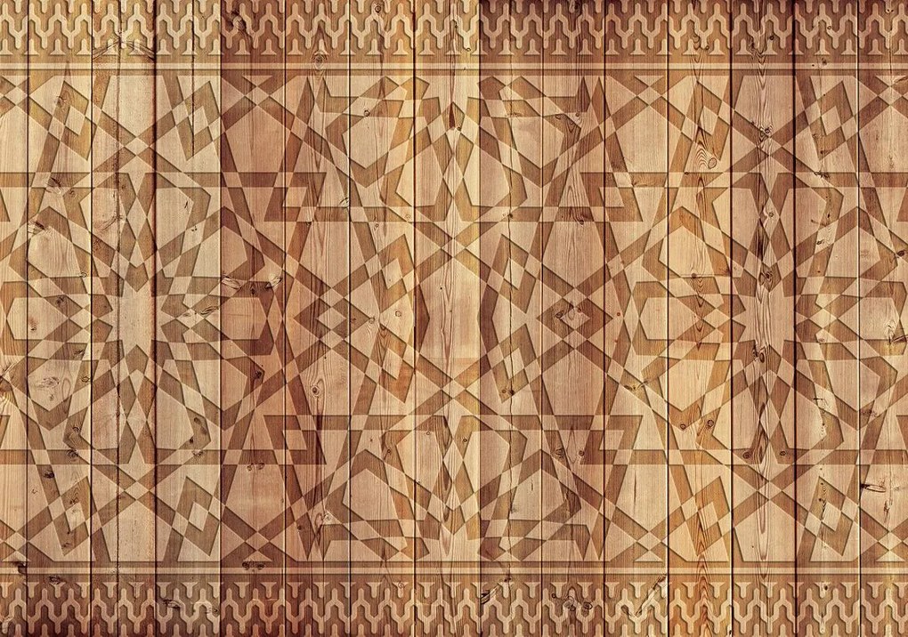Fototapet - Ornament pentru scănduri din lemn (254x184 cm)