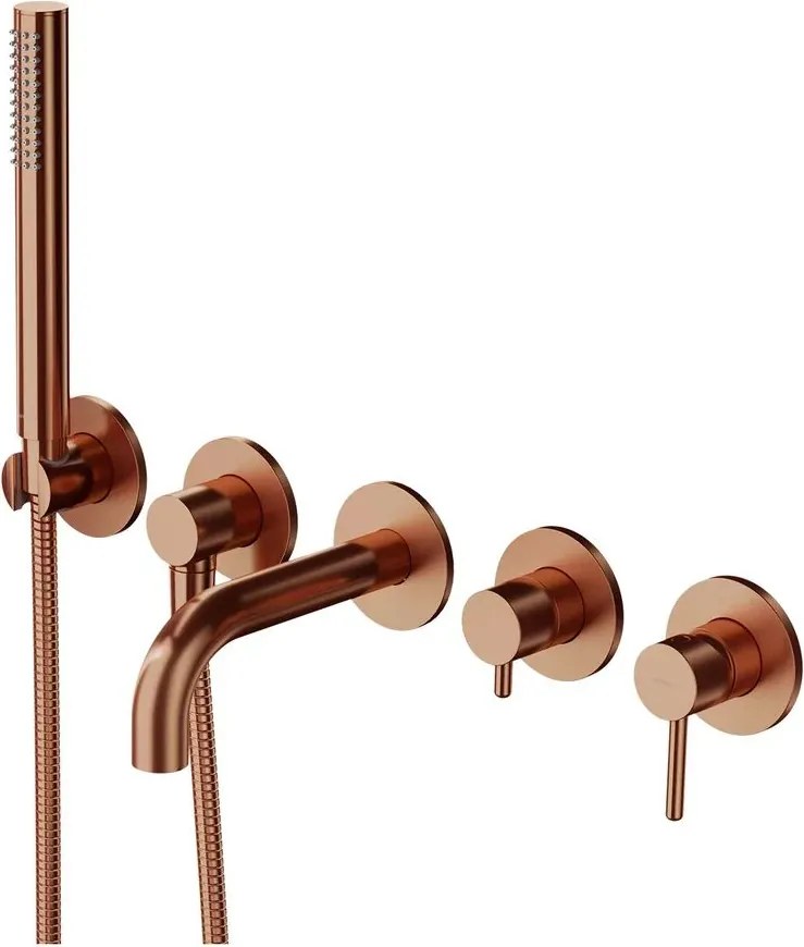 Baterie cada-dus incastrata Omnires Y finisaj cupru periat 5 elemente cu corp ingropat pipa 17 cm