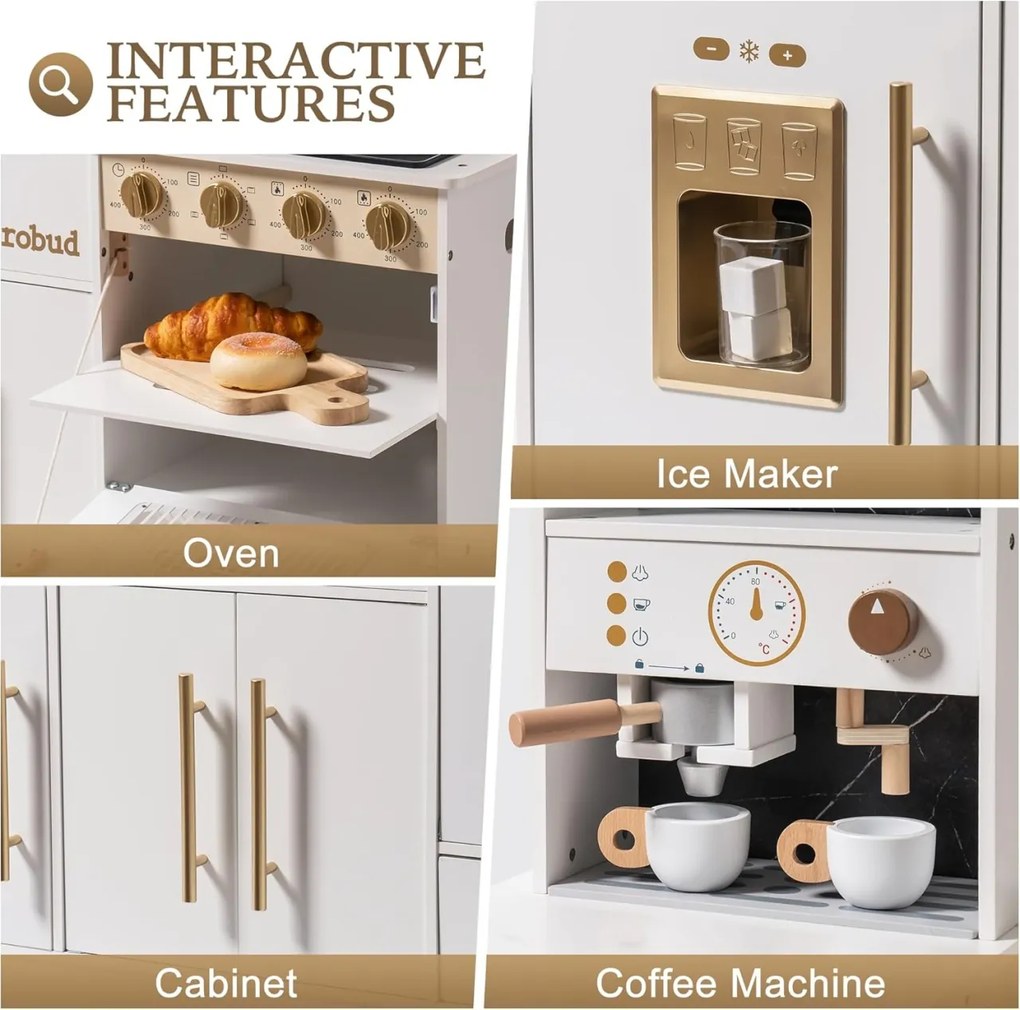 Bucatarie copii din lemn moderna alba