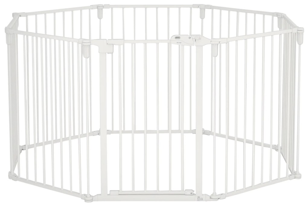 PawHut Welpenauslauf Freigehege pentru câini Grilaj de protecție cu ușă Grilaj de protecție pentru șeminee flexibil pliabil 8 panouri fiecare de 60 x 76 cm Alb | Aosom Romania