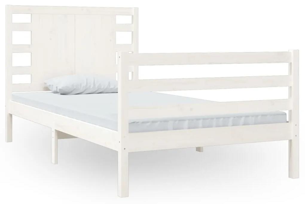 3104274 vidaXL Cadru de pat, alb, 100x200 cm, lemn masiv de pin