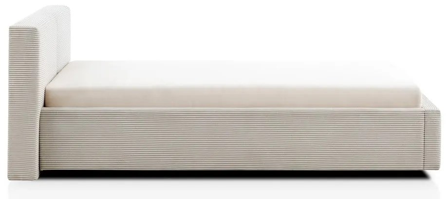 Pat matrimonial bej tapițat fără somieră 140x200 cm Cube – Meise Möbel