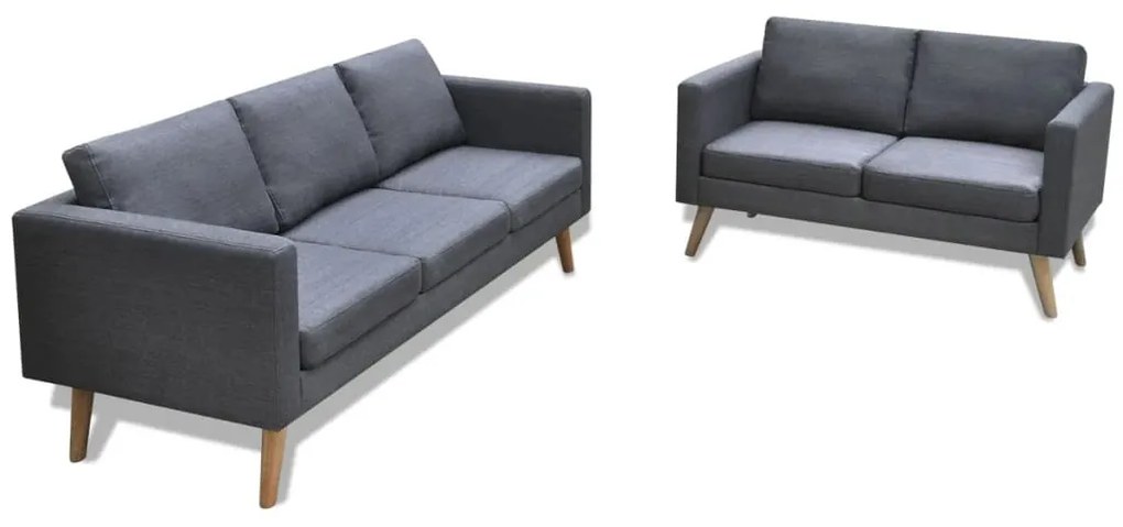 vidaXL Set canapele cu 2 locuri și 3 locuri, textil, gri inchis