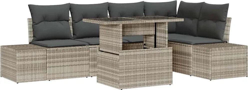 vidaXL Set de canapele pentru grădină 6 pcs Gri deschis Rattan poli