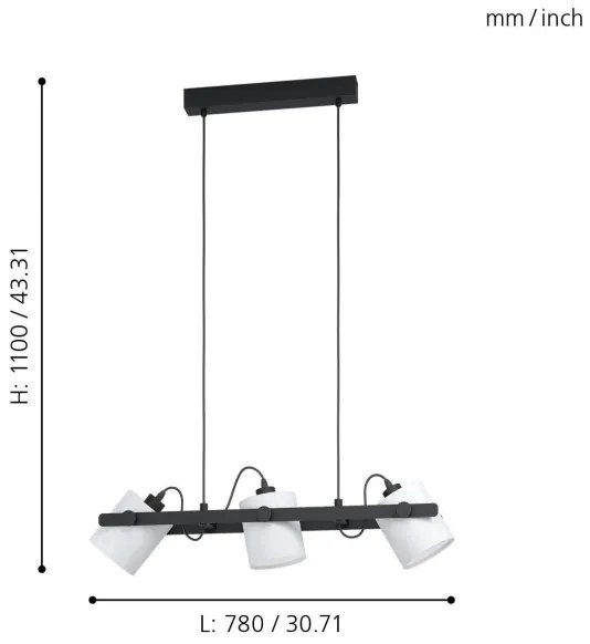 Eglo 43426 - Lustră pe cablu HORNWOOD 1 3xE27/28W/230V
