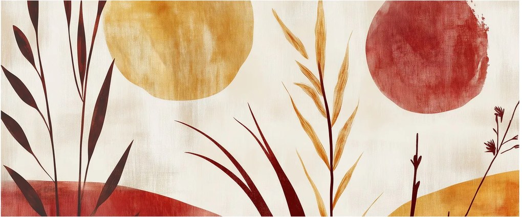 Tablou - Plante și cercuri (120x50 cm)