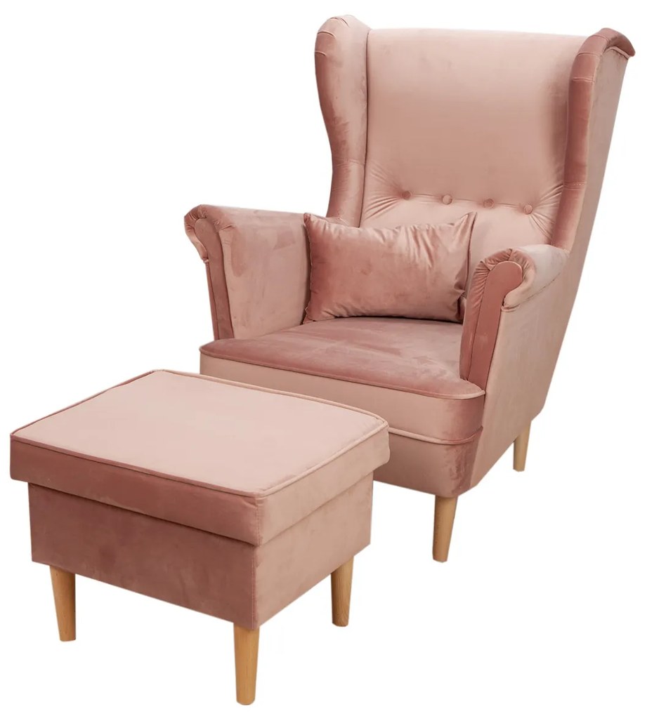 ShopJK FOTOLIU CU SUPORT PENTRU PICIOARE - VELUR - ROZ