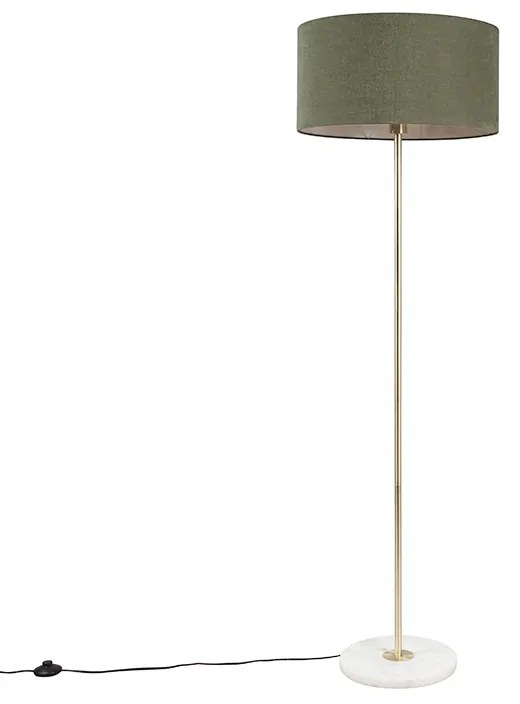 Lampă de podea din alamă cu abajur verde 50 cm - Kaso