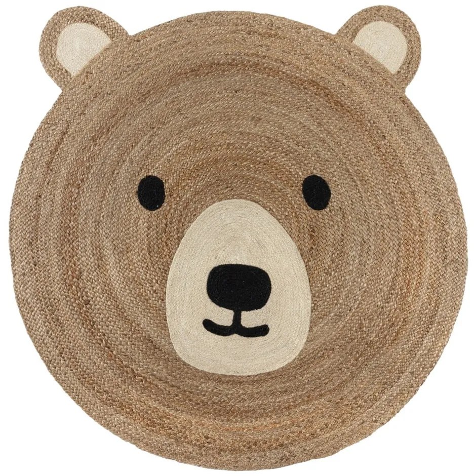 Covor pentru copii în culoare naturală din iută 100x100 cm Bertie Bear – Flair Rugs