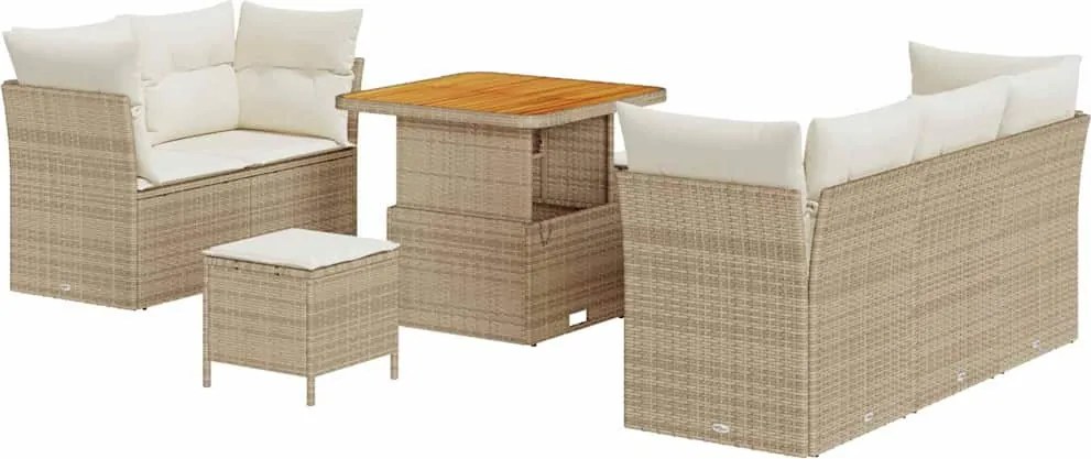 vidaXL Set de canapele pentru grădină cu pernă 8 pcs bej și crem