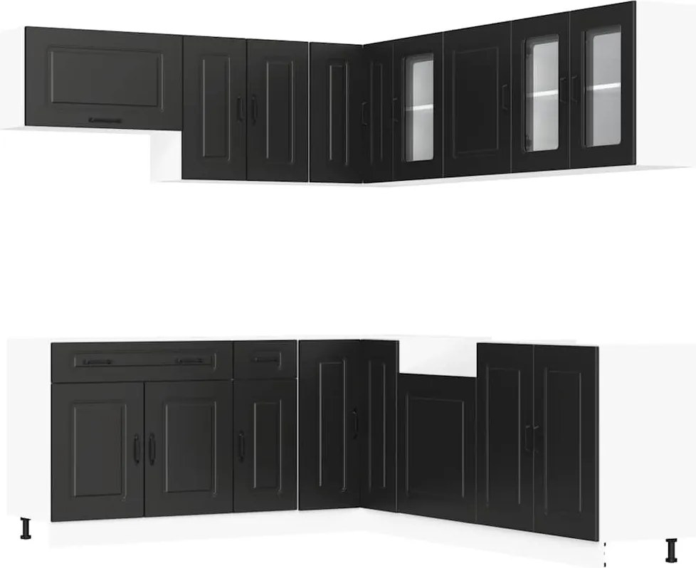 vidaXL Set dulap de bucătărie 11 piese „Kalmar” lemn negru prelucrat