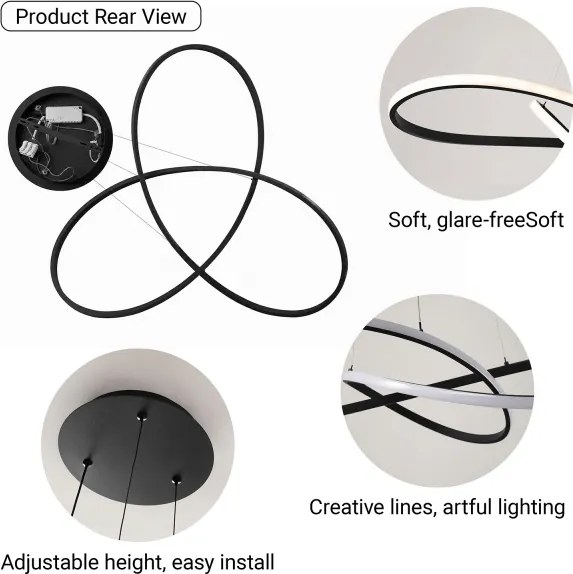 Brilagi - Lustra LED reglabilă pe cablu INFINITY LED/80W/230V 80x80 cm neagră + telecomandă