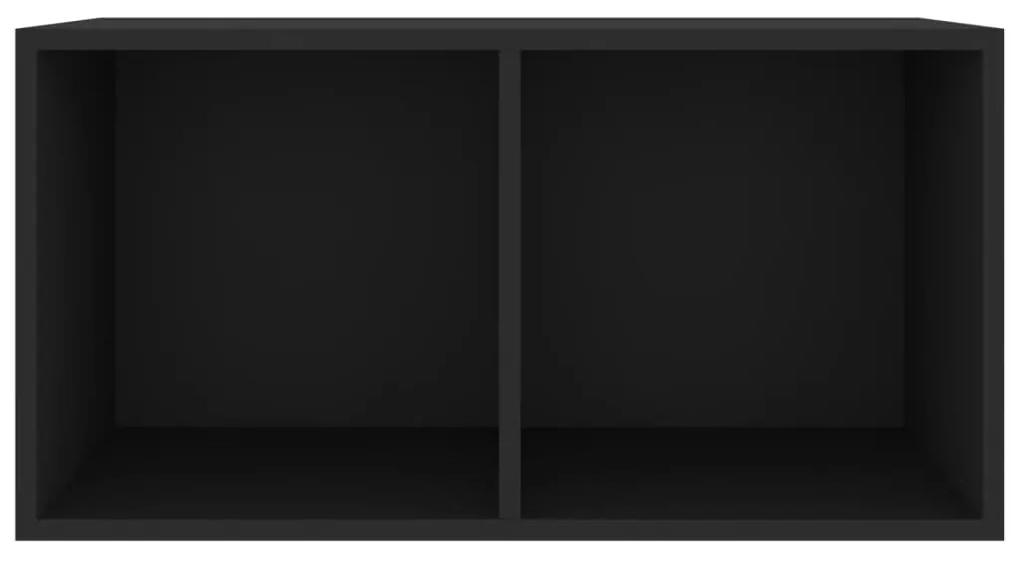 Cutie de depozitare viniluri, negru, 71x34x36 cm, lemn compozit 1, Negru