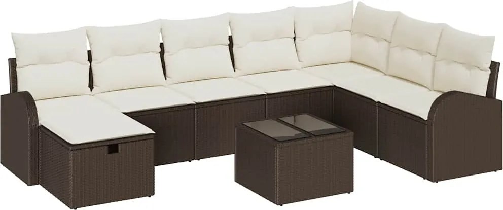 vidaXL Set de canapea cu pernă cu depozitare maro și crem poliratan