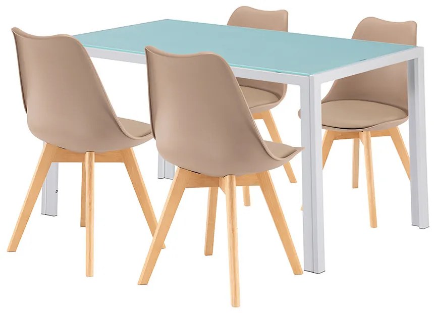 Nuvia 4+1 set de sufragerie alb-bej