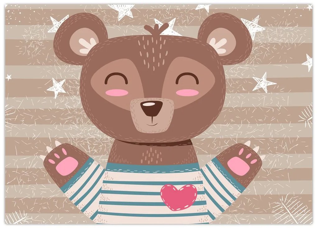 Tablou pe sticlă - Ursulețul iubitor (70x50 cm)