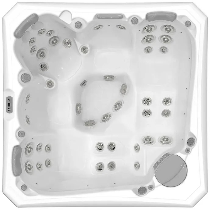 Minipiscina 5 persoane 218 218 cm alba cu hidromasaj, acril, Wellis, Palermo CityLife Deluxe