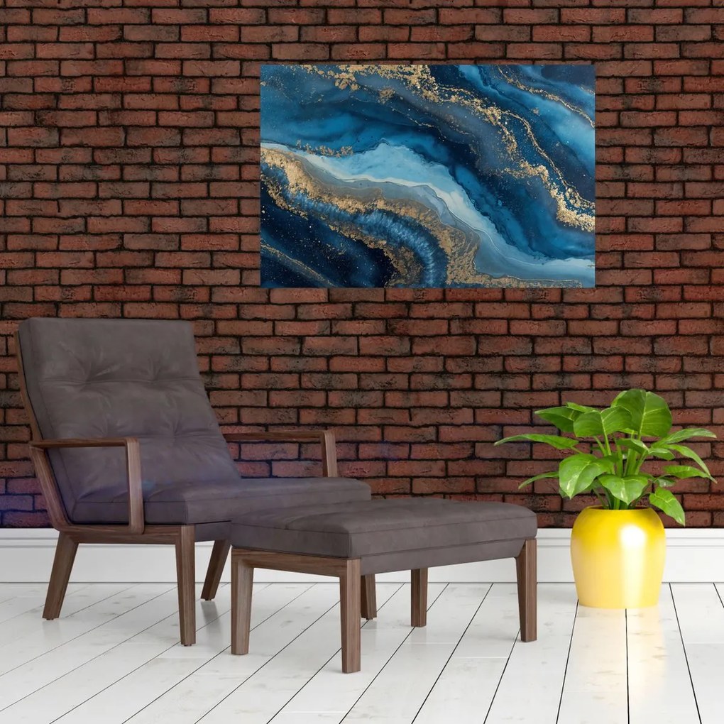 Tablou - Abstracție marmură albastră (90x60 cm)