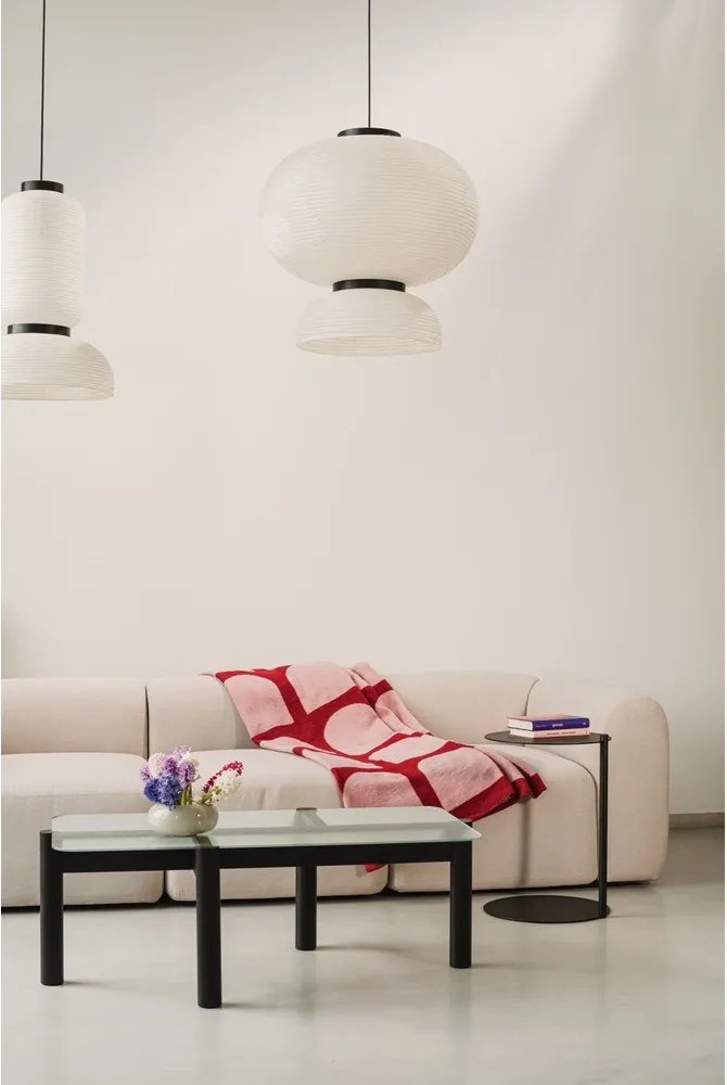 Măsuță de cafea neagră cu blat din sticlă 55x105 cm Kob – noo.ma