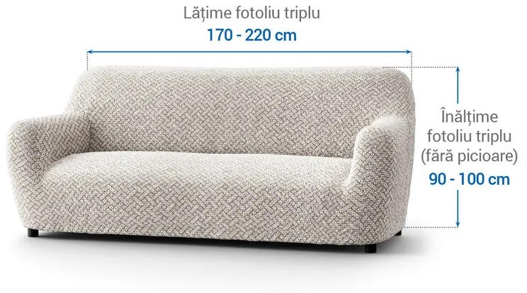 Huse bielastice VENEZIA bej fotoliu triplu (l. 170 - 220 cm)