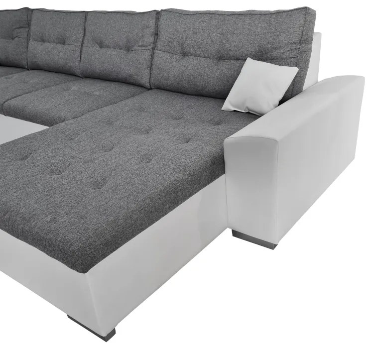 Supermobel Coltar in forma de U WITOS, 344x81x163, malmo 95 /piele ecologica alba, dreapta
