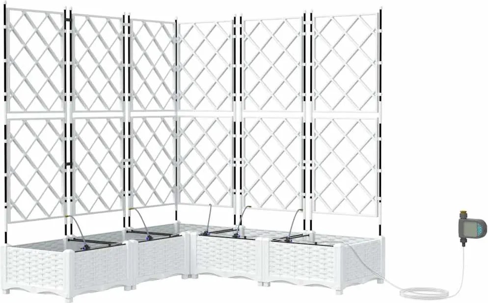 vidaXL Vază pentru Grădină 5 pcs Alb Oțel