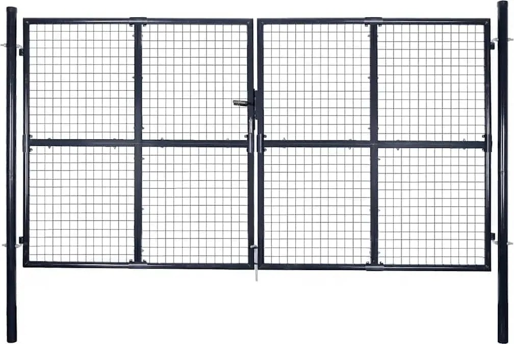 vidaXL Poartă de grădină din plasă, oțel galvanizat, gri, 300x175 cm