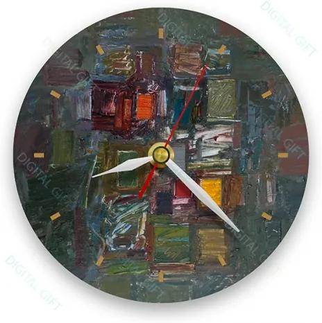Ceas de perete - Abstract, amalgam multicolor 21 cm, lemn