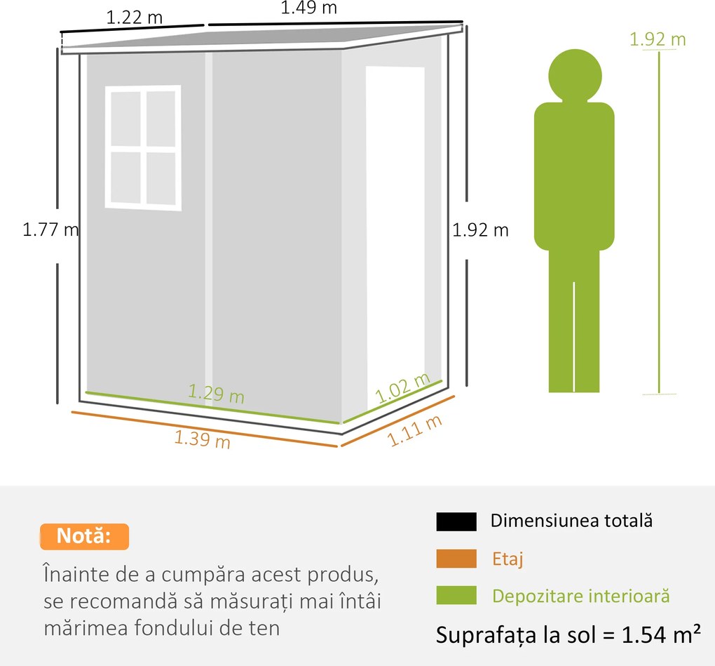 Outsunny Magazie din metal pentru gradina, Gri